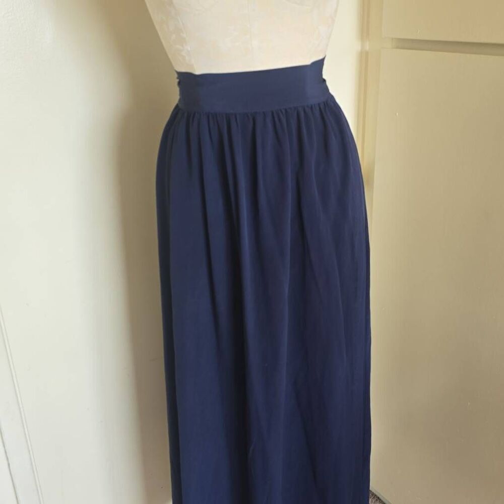 Paolita Navy Maxi Skirt with Gathered Waist - Picture 3 of 8